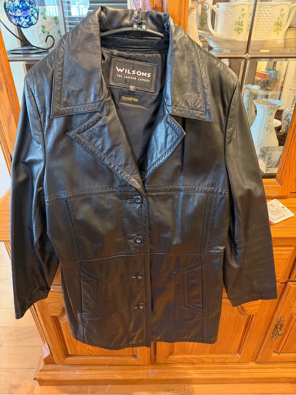 Wilsons Black Leather Button-Front Jacket